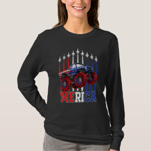 Merica Monster Truck Patriotic American Flag July T-Shirt