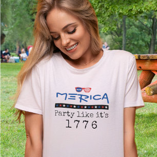 Merica Patriotic 4th of July 1776 Party Sunglasses T-Shirt