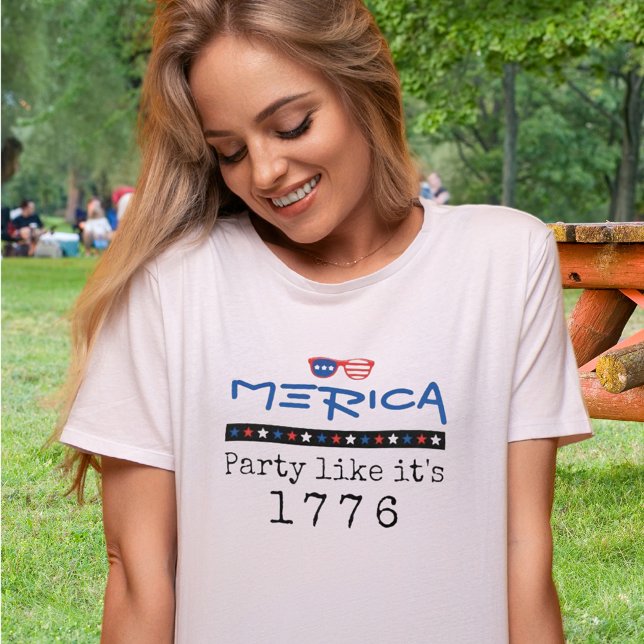 Merica Patriotic 4th of July 1776 Party Sunglasses T-Shirt (Creator Uploaded)