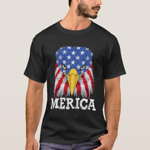 Merica Patriotic American Flag Cool Eagle 4th of J T_Shirt