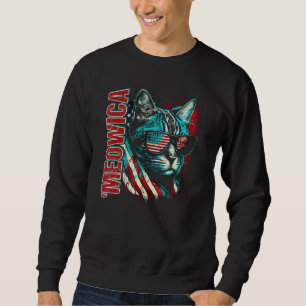 Merica Patriotic Bengal Cat Meowica 4th of July Ca Sweatshirt
