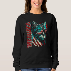 Merica Patriotic Bengal Cat Meowica 4th of July Ca Sweatshirt