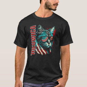 Merica Patriotic Bengal Cat Meowica 4th of July Ca T-Shirt