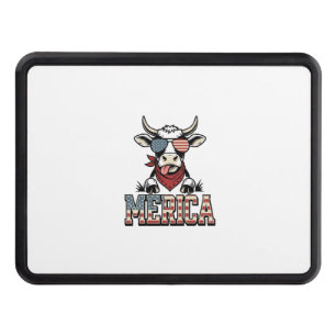 Merica Patriotic Cow Vintage Engraving Graphic_1 Hitch Cover