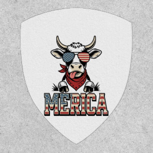 Merica Patriotic Cow Vintage Engraving Graphic_1 Patch