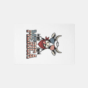Merica Patriotic Cow Vintage Engraving Graphic_1 Rug