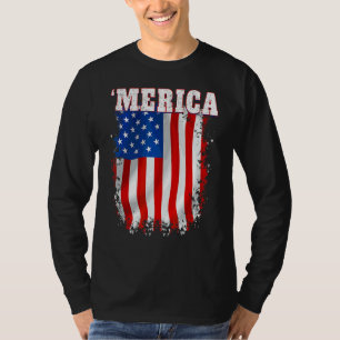 Merica  Patriotic Distressed American Flag T-Shirt