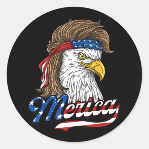 Merica _ Patriotic USA Eagle Of Freedom _ 4th of J Classic Round Sticker