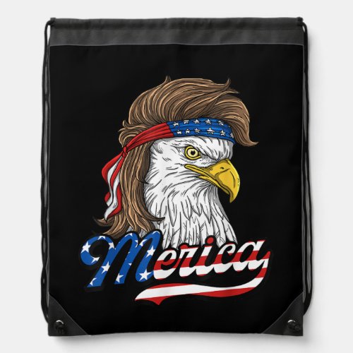 Merica _ Patriotic USA Eagle Of Freedom _ 4th of J Drawstring Bag