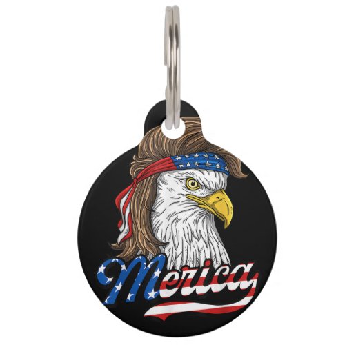 Merica _ Patriotic USA Eagle Of Freedom _ 4th of J Pet ID Tag