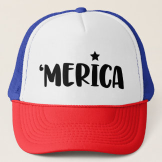 MERICA Patriotic | USA Flag Colors Pride Trucker Hat