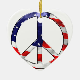 merica peace sign ceramic ornament