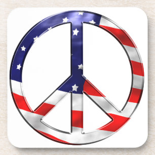 merica peace sign drink coaster