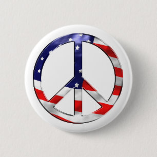 merica peace sign pinback button