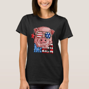 Merica Piglet America Pig July 4th  Holiday T-Shirt