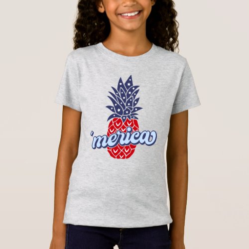 merica Pineapple Peace Love Patriotic USA T_Shirt