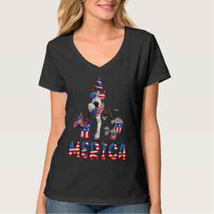 Merica Pitbull 4th Of July American Usa Flag Pitbu T-Shirt