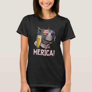 Merica Pitbull  Patriotic &  Fourth Of July Pit Bu T-Shirt