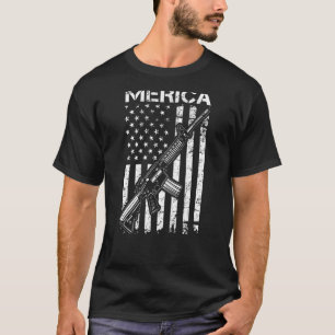 MERICA Pro Gun AR15 USA Flag 2nd Amendment ON BACK T-Shirt