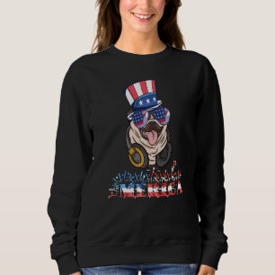 Merica Pug Dog 4th Dj Music Of July American Flag  Sweatshirt
