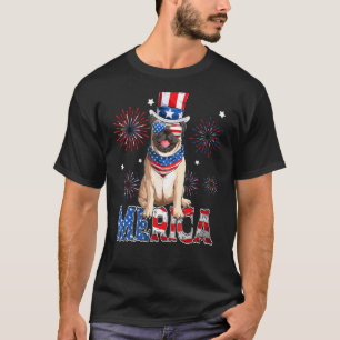 Merica Pug Dog With Sunglasses July 4th - Pug 4th  T-Shirt