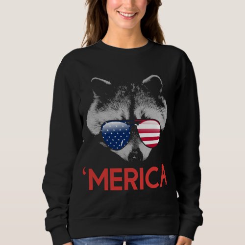Merica Raccoon American Flag 4th of July Sweatshirt