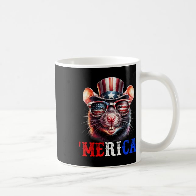 Merica Rat Patriotic 4th Of July Funny Kids Men Wo Coffee Mug (Right)