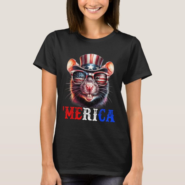 Merica Rat Patriotic 4th Of July Funny Kids Men Wo T-Shirt (Front)