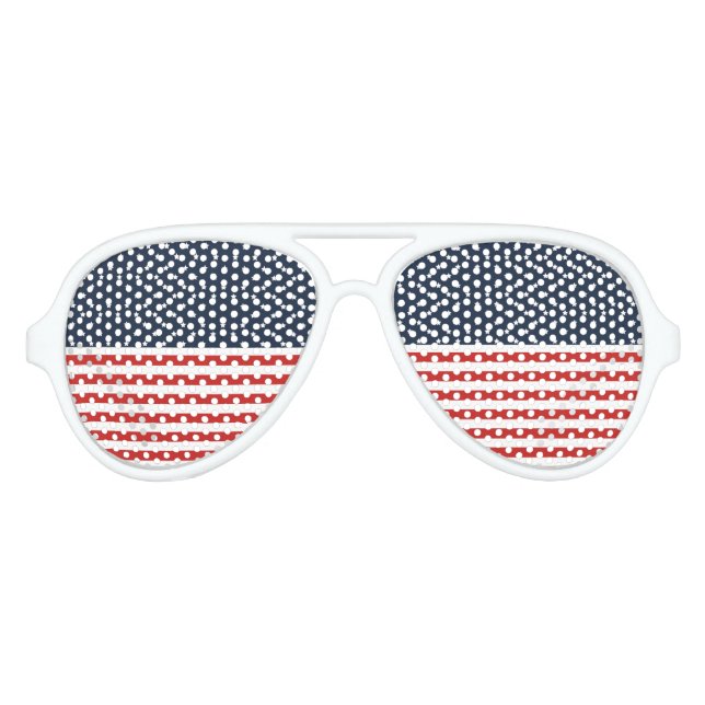 ‘Merica red White and Blue American Flag Aviator Sunglasses (Front)