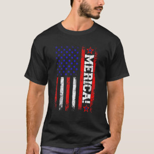 Merica Retro Usa American Flag Men Women Vintage T-Shirt