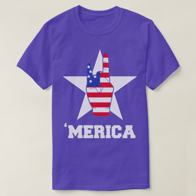 Merica Rock Sign 4th of July American T-Shirt (Design Front)