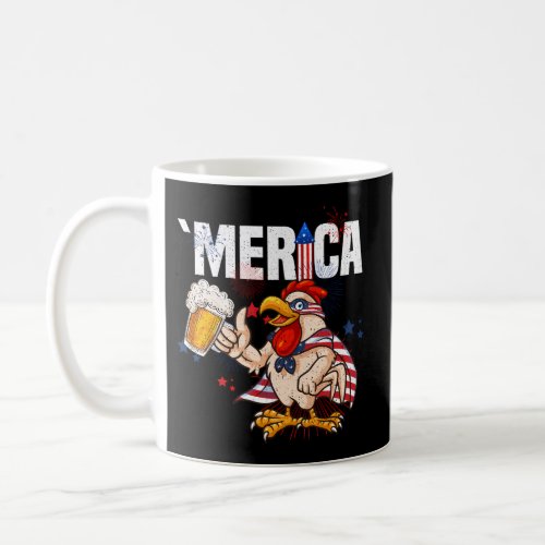 Merica Rooster Veteran Patriotic July Patriot Amer Coffee Mug