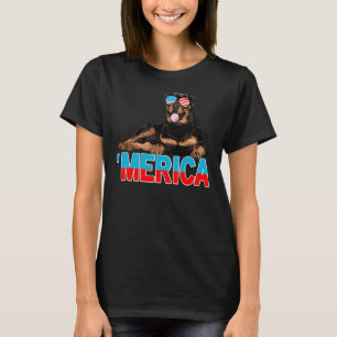 Merica Rottweiler American Flag Sunglasses 4th Of T-Shirt