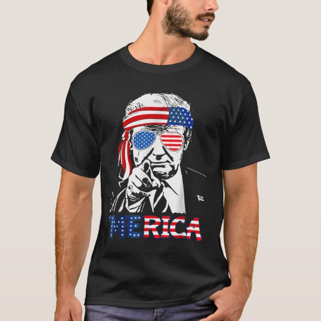Merica Shirt Happy 4th Of July Merica Trump (Front)