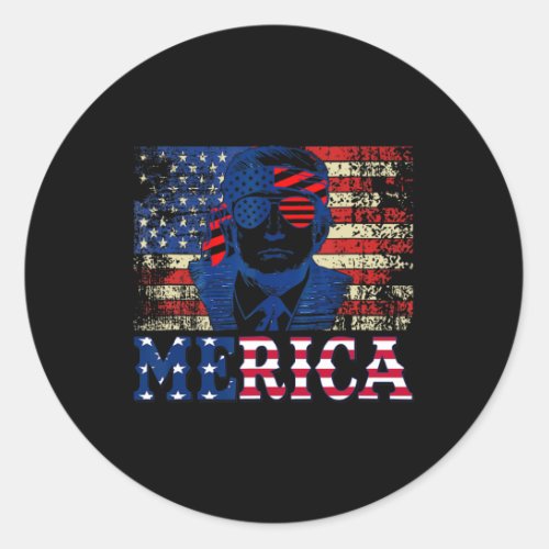 Merica Shirts Fourth 4th Of July Trump American Fl Classic Round Sticker