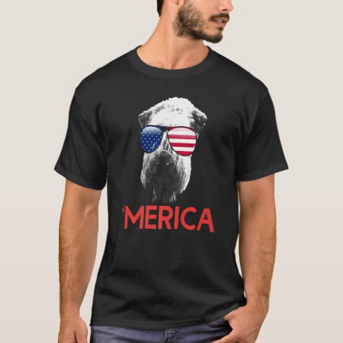 Merica Soft Coated Wheaten Terrier American Flag T_Shirt