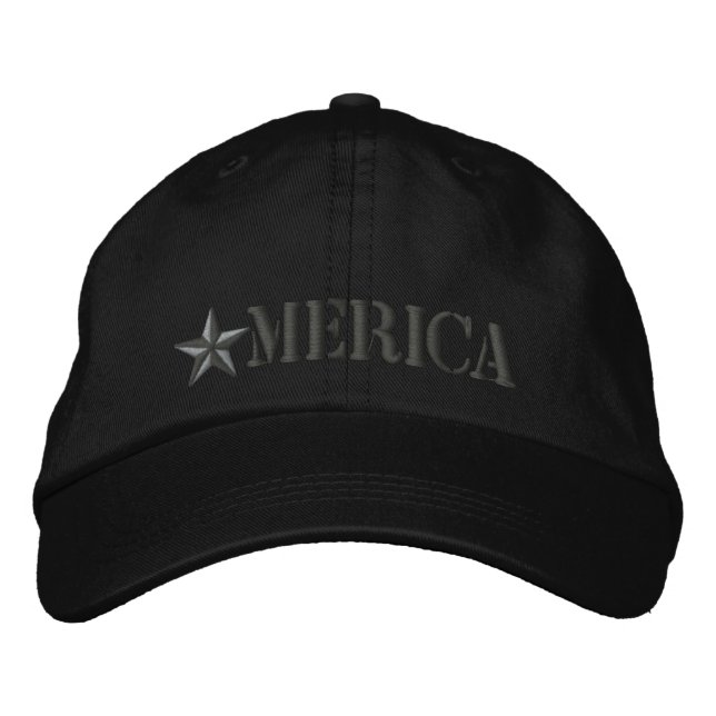 Merica Star Embroidered Baseball Cap (Front)