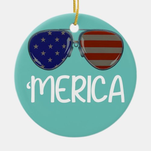 Merica Sunglasses 4th Of July Boys Girls Men Ceramic Ornament