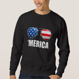 Merica Sunglasses 4th Of July Kids Boys Girls Men Sweatshirt