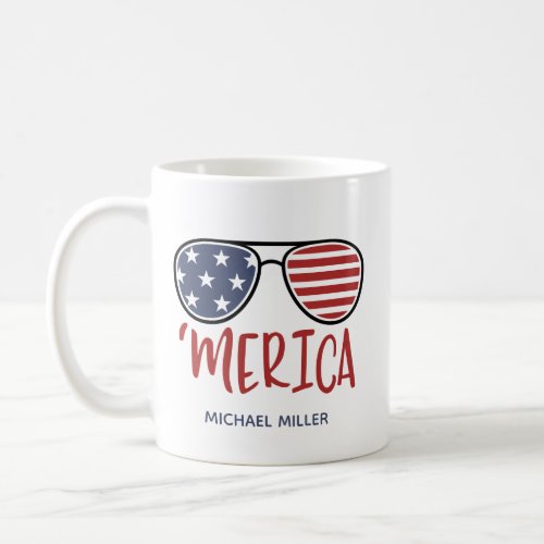 Merica Sunglasses Summer Custom Name Mug
