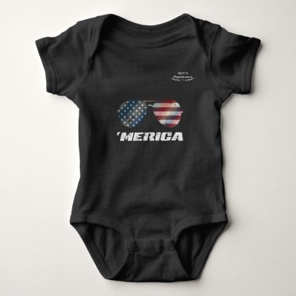 Merica Sunglasses &amp; US Stars &amp; Stripes Flag Baby Bodysuit