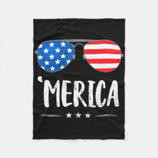 Merica Sungles 4th Of July Boys Girls Usa Flag Pat Fleece Blanket