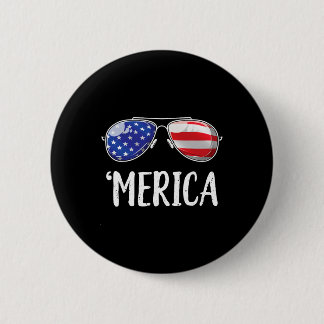 Merica Sungles 4th Of July Men Women Usa American  Button
