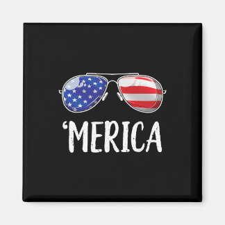 Merica Sungles 4th Of July Men Women Usa American  Magnet