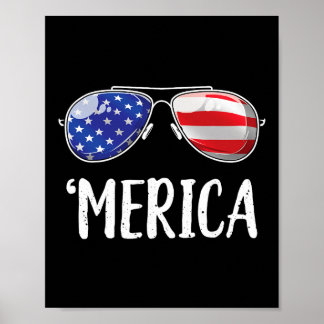 Merica Sungles 4th Of July Men Women Usa American  Poster