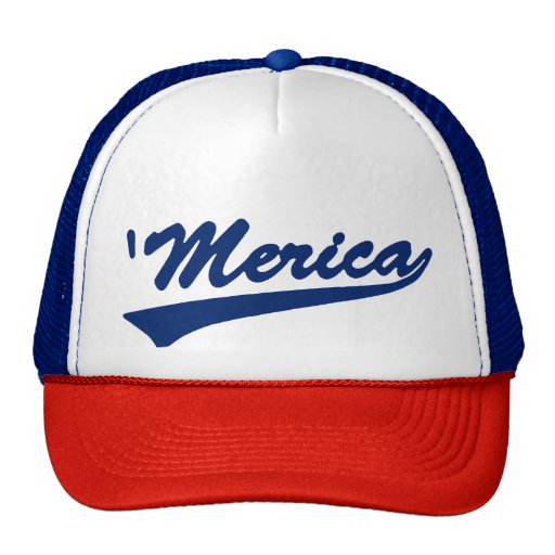 'Merica Swoosh Red White & Blue Trucker Hat | Zazzle