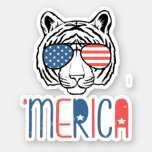 Merica Tiger Lover Independence Day 4th Of July. P Sticker