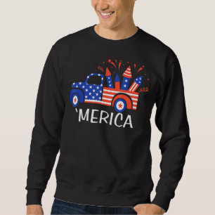 Merica Truck 4th Of July Red White Blue Patriotic  Sweatshirt