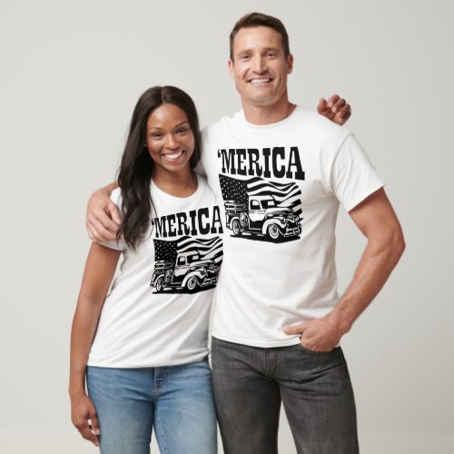 âMerica Truck  Flag  WhiteTigerLLCcom  T_Shirt