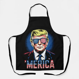 Merica Trump 4th Of July US Vintage Retro Apron